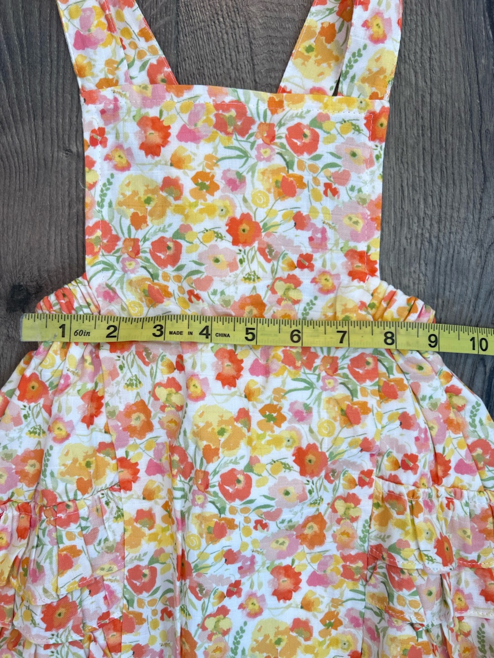 Floral Ruffle Butt Romper - Orange & Yellow - 3T - Picture 5 of 7